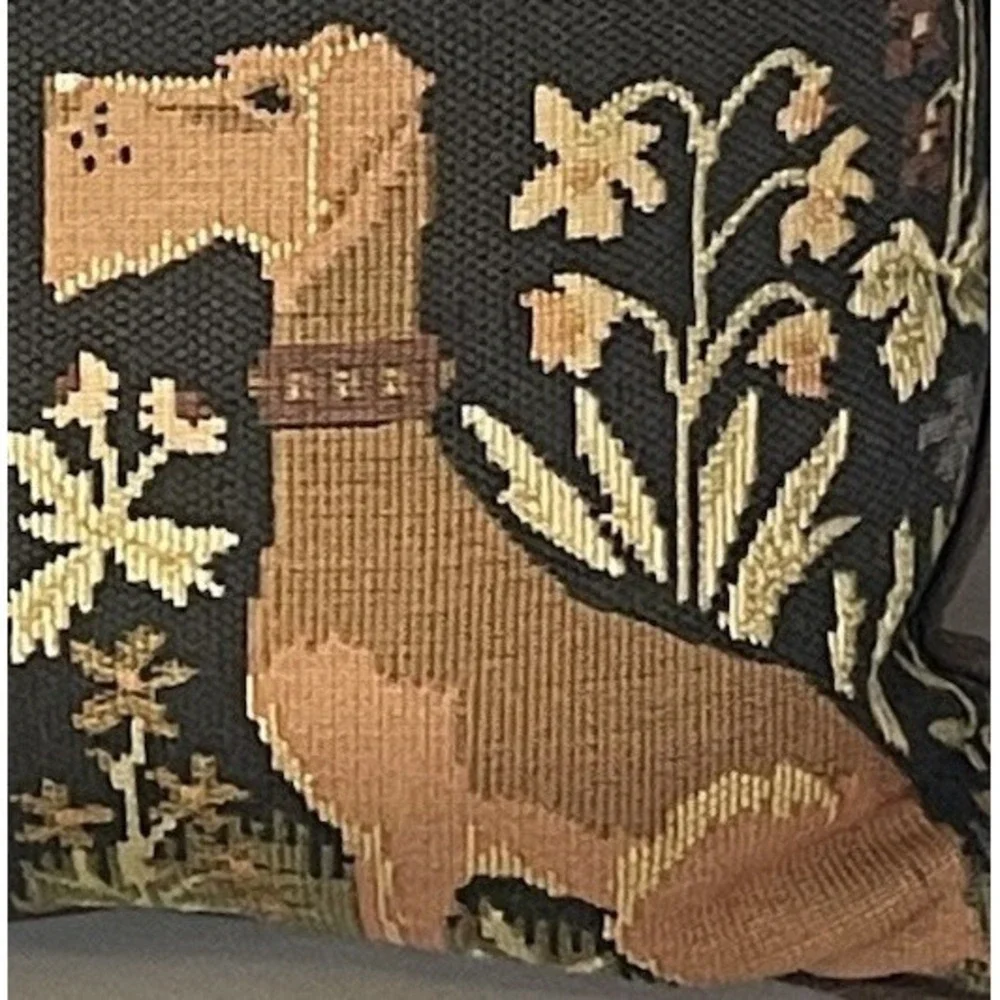 Woodland Animals Tapestry Throw Pillow Dog Rabbit Bird Otter Rustic Decor